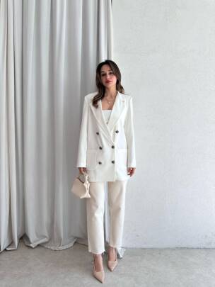 ADEL Prada Ceket 9908 - Beyaz - MAXMOOR