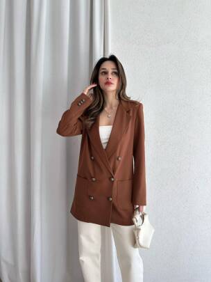 ADEL Prada Ceket 9908 - Kahverengi - MAXMOOR