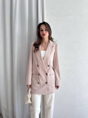 ADEL Prada Ceket 9908 - Pudra - MAXMOOR