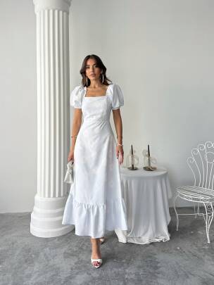 AİDEN Midi Elbise 3063 - Mavi - MAXMOOR