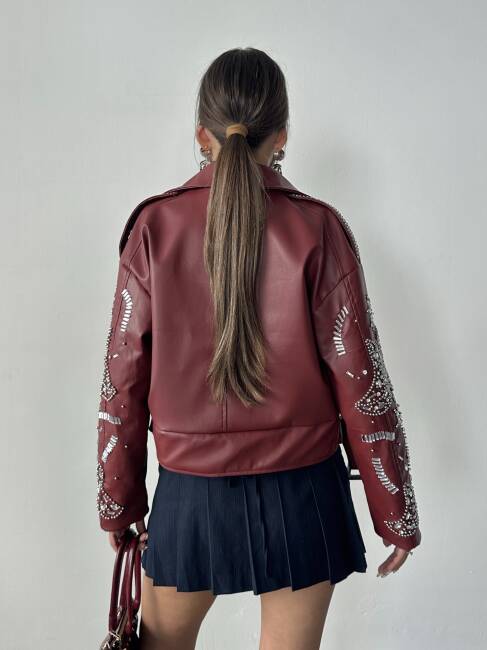ALARA Deri Ceket 5091 - Bordo - 3