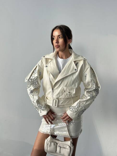 ALARA Deri Ceket 5091 - Krem - 2