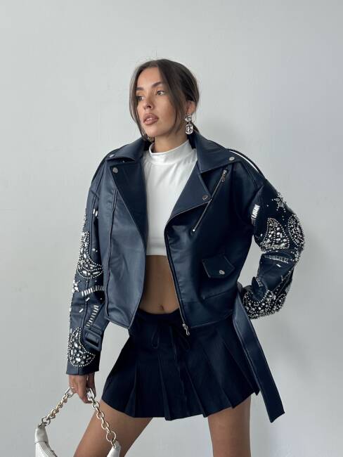 ALARA Deri Ceket 5091 - Lacivert - 2