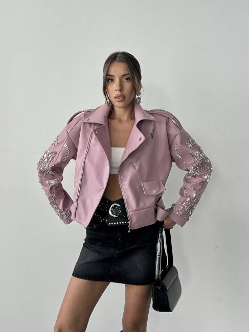 ALARA Deri Ceket 5091 - Pembe - 1