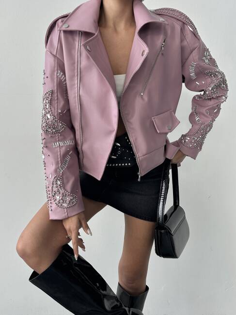 ALARA Deri Ceket 5091 - Pembe - 2