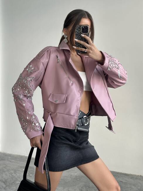 ALARA Deri Ceket 5091 - Pembe - 6