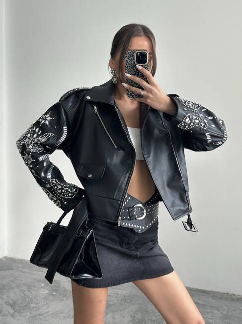 ALARA Deri Ceket 5091 - Siyah - 8