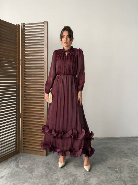 AMARA Elbise 1282 - Bordo - 1