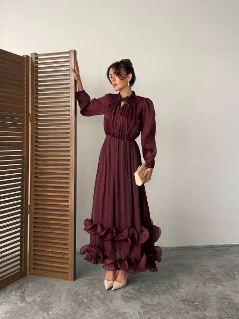 AMARA Elbise 1282 - Bordo - 4