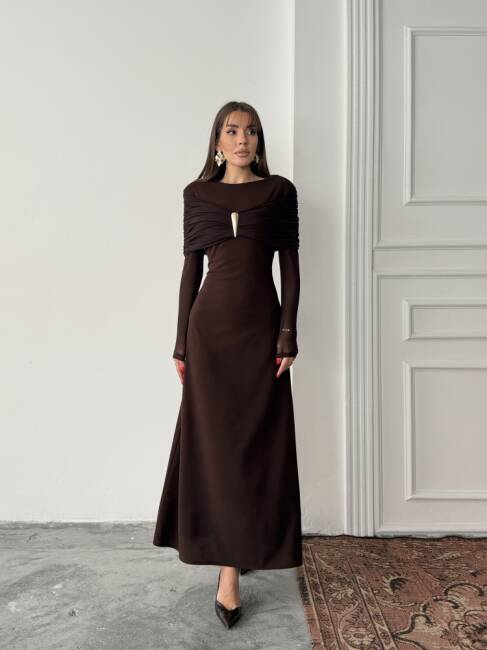 AMELİA Maxi Elbise 3089 - Acı Kahve - 1