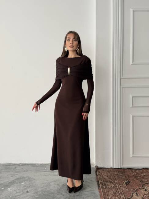 AMELİA Maxi Elbise 3089 - Acı Kahve - 3