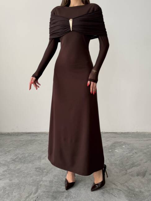 AMELİA Maxi Elbise 3089 - Acı Kahve - 5