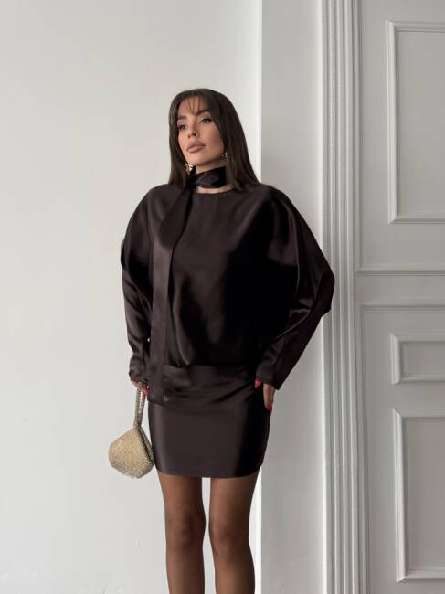 ANNA Mini Elbise 3087 - Acı Kahve - 3