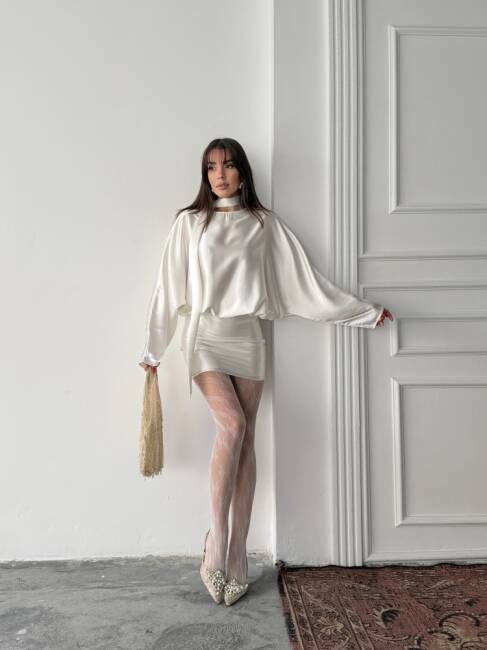 ANNA Mini Elbise 3087 - Beyaz - 1