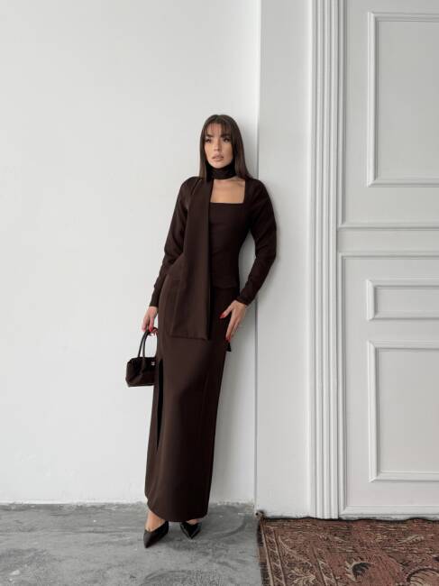 ARİA Maxi Elbise 3090 - Acı Kahve - 2