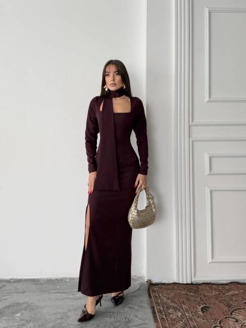 ARİA Maxi Elbise 3090 - Bordo - 1