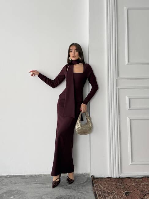 ARİA Maxi Elbise 3090 - Bordo - 2