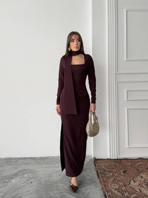 ARİA Maxi Elbise 3090 - Bordo - 3