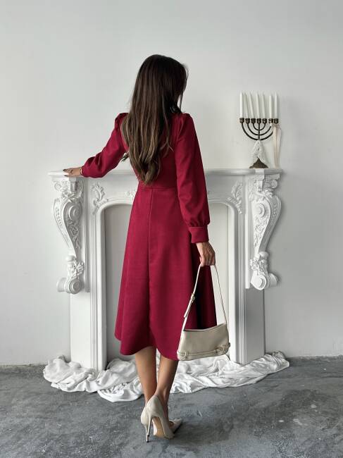ASTER Elbise 1243 - Bordo - 6