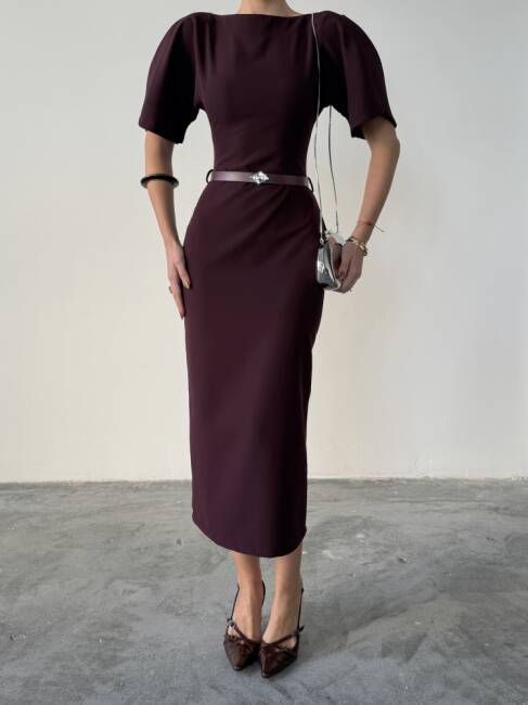 AVA Midi Elbise 3101 - Bordo - 4
