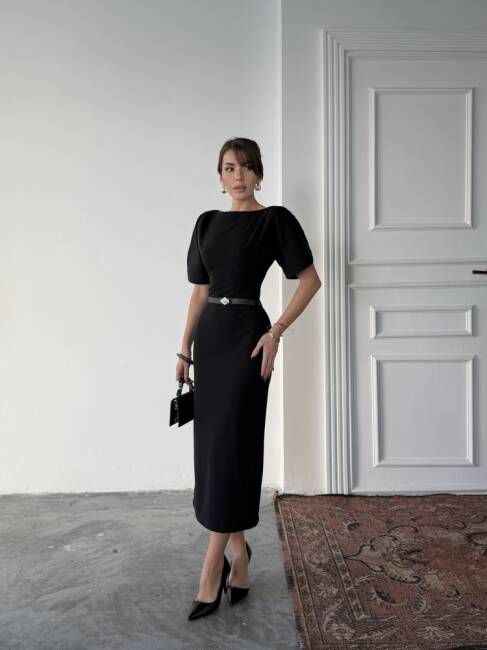 AVA Midi Elbise 3101 - Siyah - 2