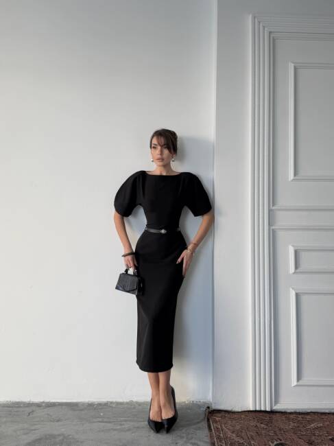 AVA Midi Elbise 3101 - Siyah - 3