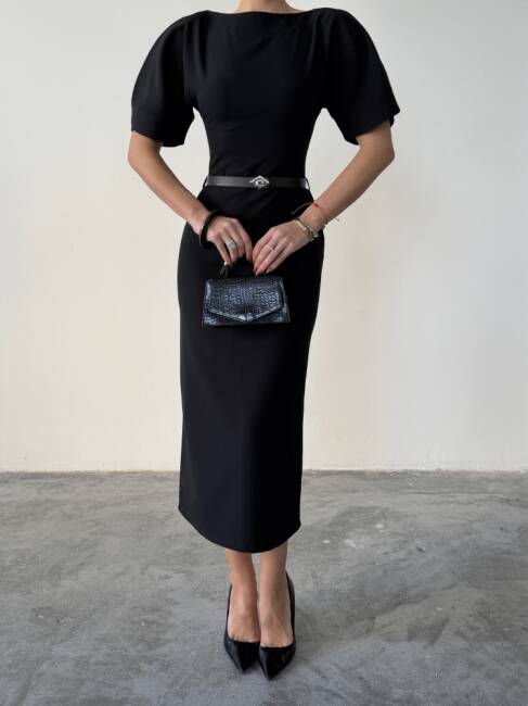 AVA Midi Elbise 3101 - Siyah - 5