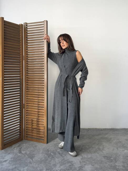 BERT Üçlü Triko Takım 9912 - Antrasit - 2