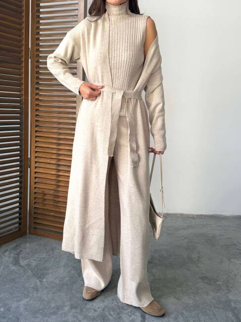 BERT Üçlü Triko Takım 9912 - Krem - 4