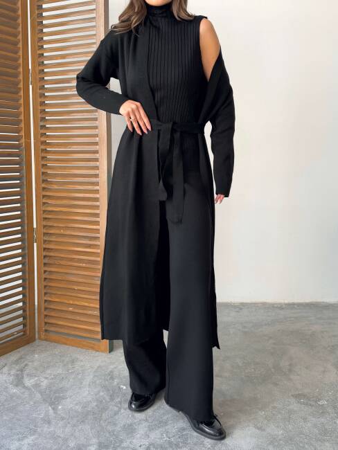 BERT Üçlü Triko Takım 9912 - Siyah - 6