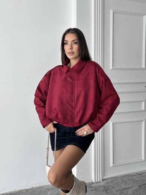 BOMBER Ceket 5268 - Bordo - 3