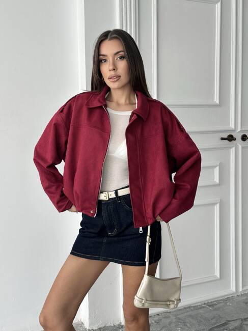 BOMBER Ceket 5268 - Bordo - 1