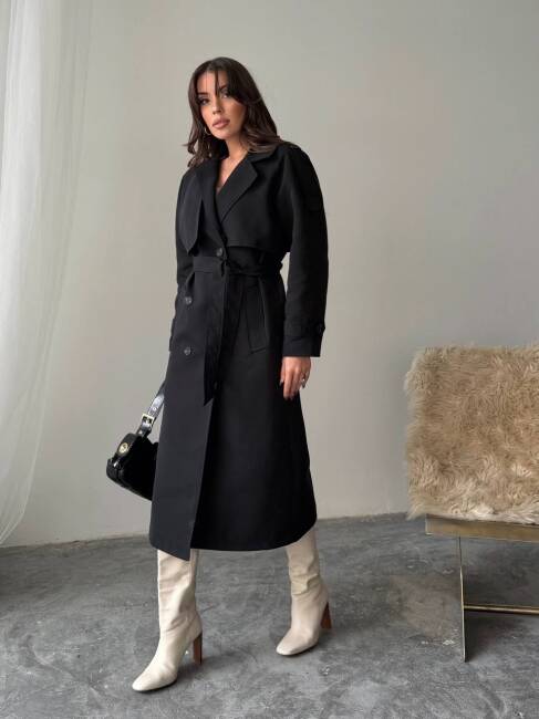 BRENDON Trençkot 2158 - Siyah - 2