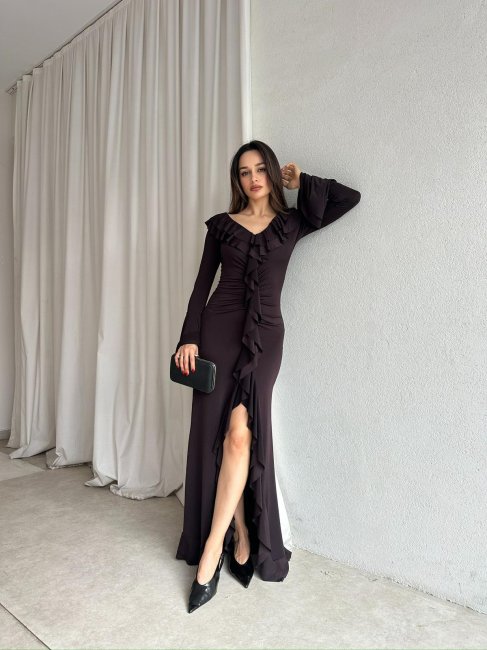 BUBİ Maxi Elbise 1093 - Acı Kahve - 2