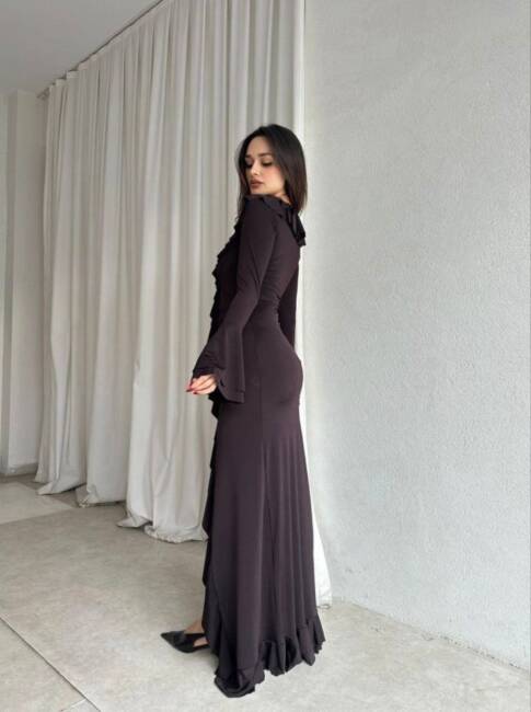 BUBİ Maxi Elbise 1093 - Acı Kahve - 4