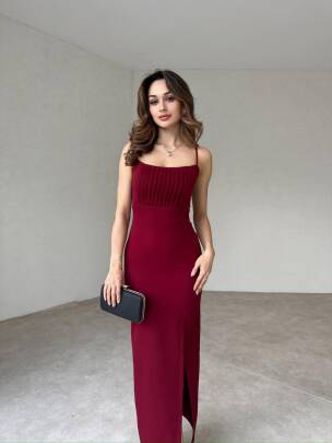 Burnice Elbise Bordo- 3029 - MAXMOOR