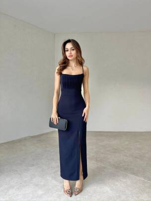 Burnice Elbise Lacivert- 3029 - MAXMOOR