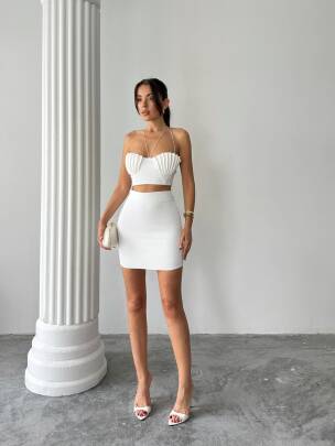 CALENDURA Crop Etek Takım 2227 - Beyaz - MAXMOOR