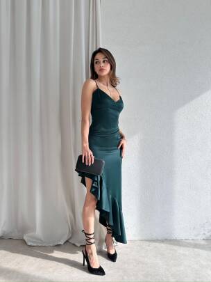 CHARA Midi Elbise 1108 - Yeşil - MAXMOOR