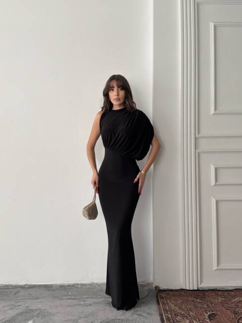 CHARLOTTE Tek Omuz Elbise 3086 - Siyah - 5