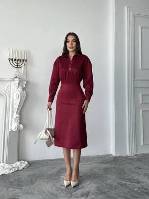 COSMOS Elbise 1245 - Bordo - MAXMOOR