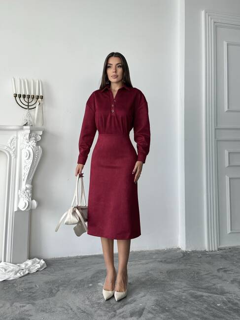 COSMOS Elbise 1245 - Bordo - 1