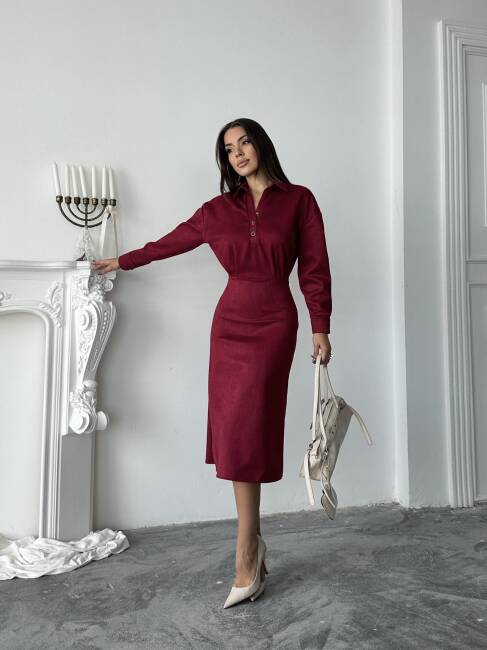 COSMOS Elbise 1245 - Bordo - 3