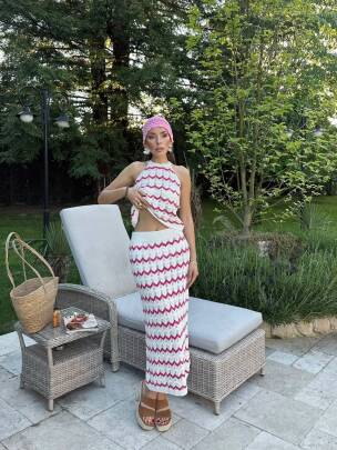 DİA HALTER TRİKO İKİLİ PEMBE TAKIM - MAXMOOR