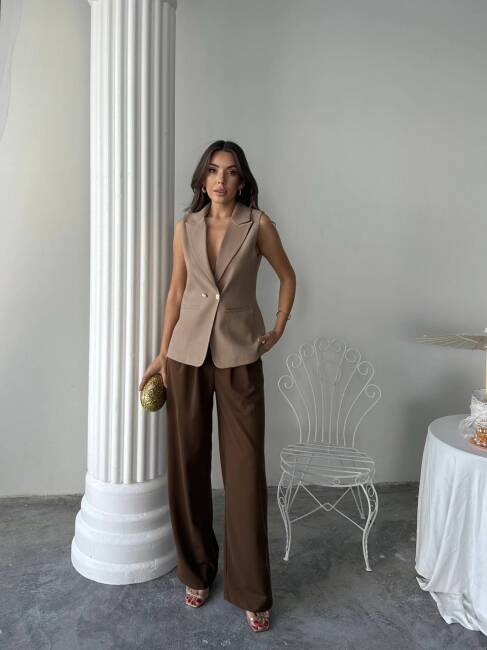 EDNA Yelek 9903 - Kahverengi - 2