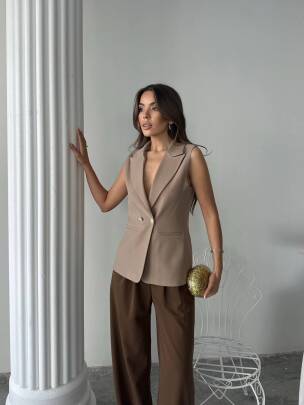 EDNA Yelek 9903 - Kahverengi - MAXMOOR