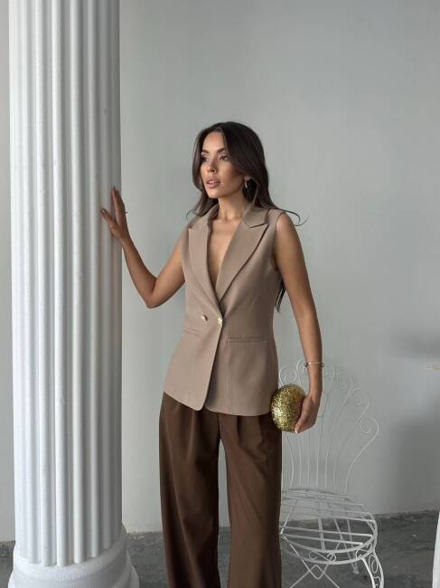 EDNA Yelek 9903 - Kahverengi - 1