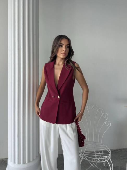 EDNA Yelek 9903 - Bordo - 1