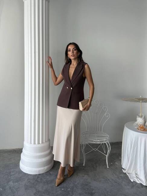 EDNA Yelek 9903 - Acı Kahve - 3