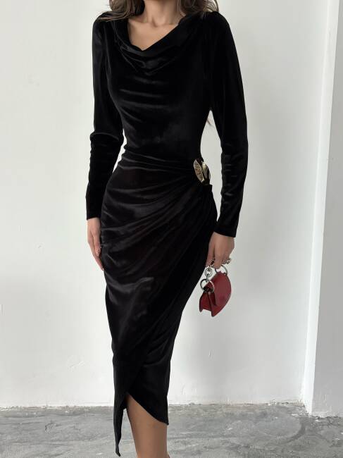 ELDER Midi Elbise 1281 - Siyah - 5